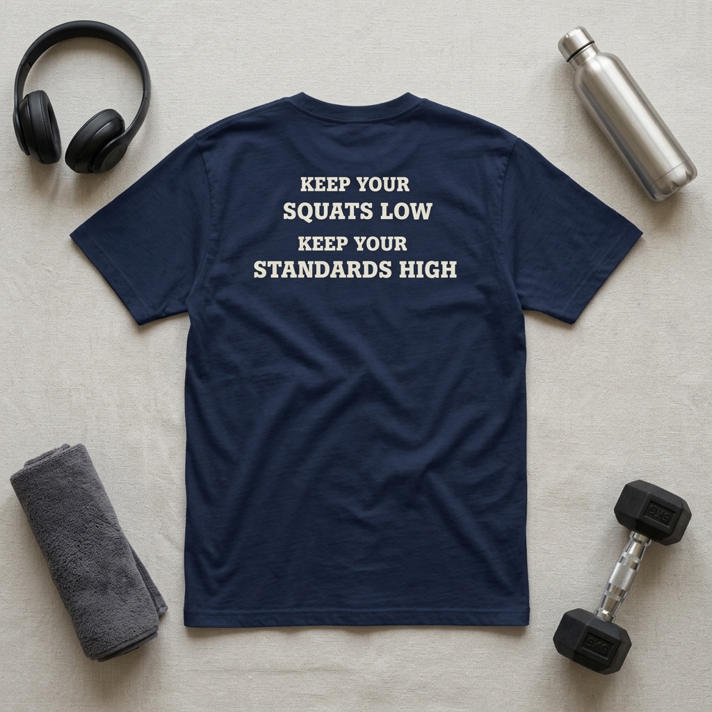 Keep Your Squats Low T-Shirt – Funny Gym & Leg Day Tee - Image 6