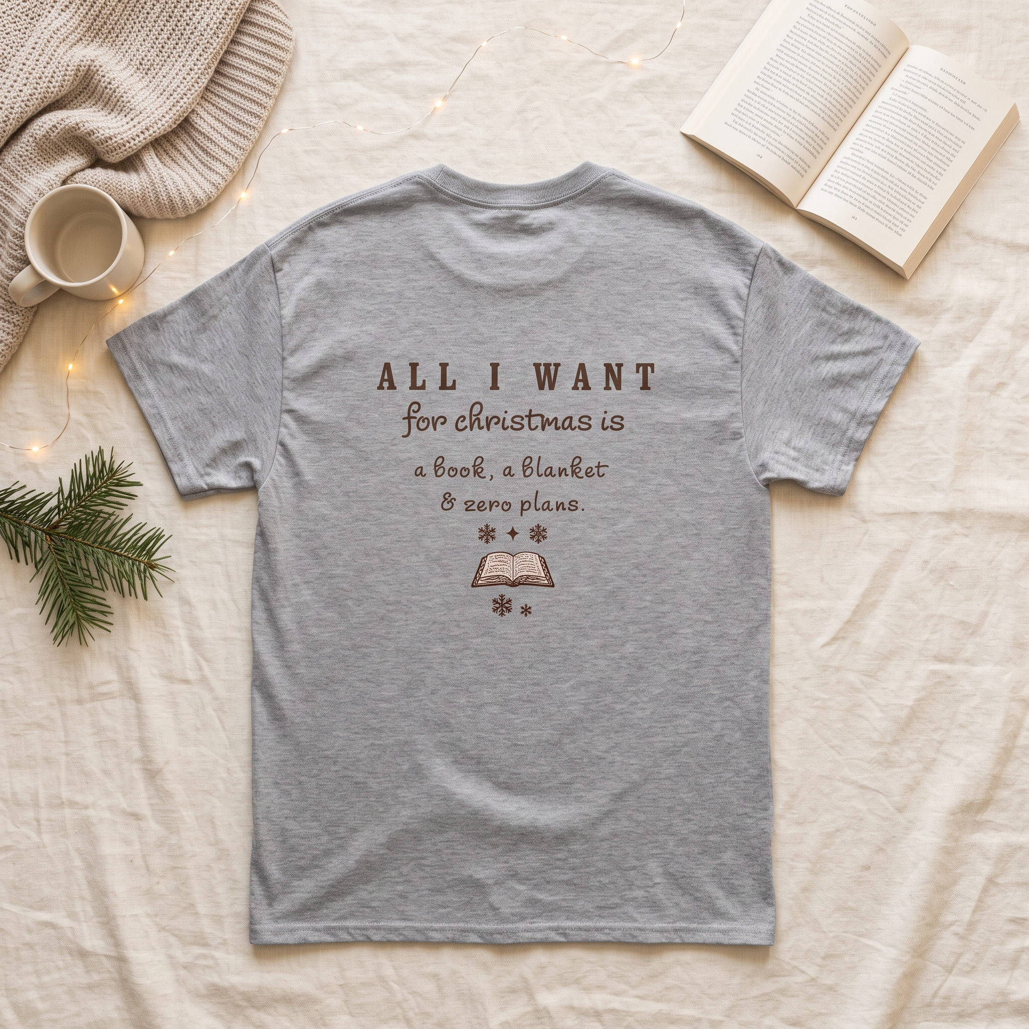 Book Lover Christmas T-Shirt – A Book, a Blanket & Zero Plans - Image 5