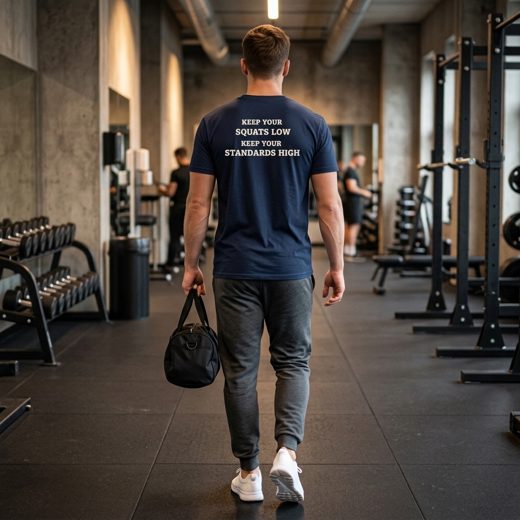 Keep Your Squats Low T-Shirt – Funny Gym & Leg Day Tee - Image 5