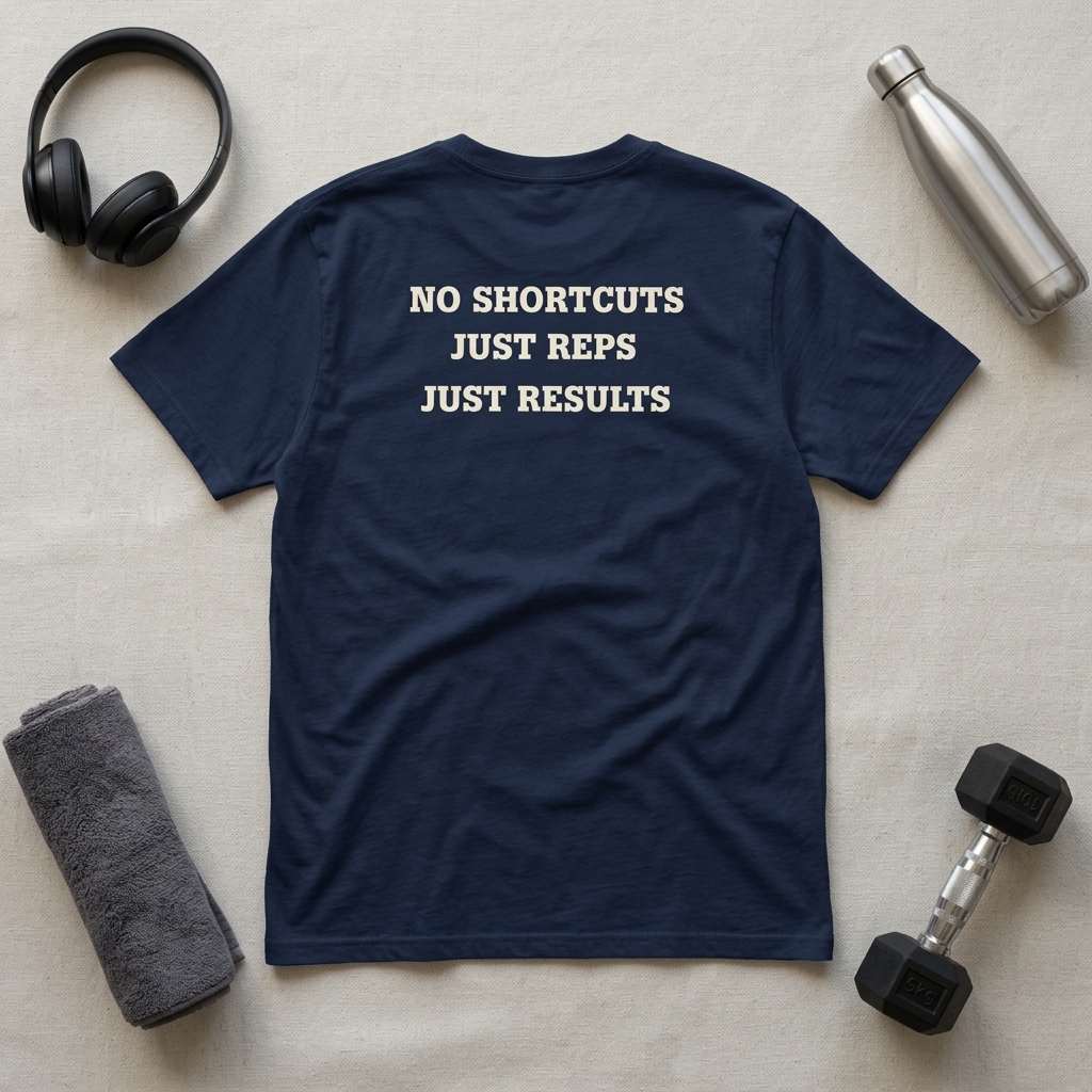 No Shortcuts Just Reps T-Shirt – Motivational Gym Tee - Image 5