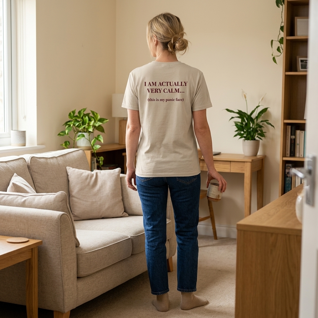 I Am Actually Very Calm T-Shirt – Funny Overthinker Tee - Image 2