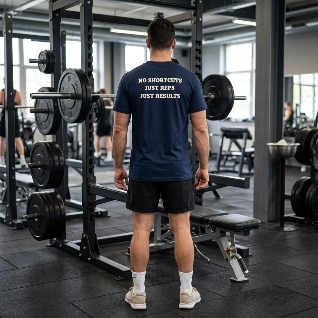 No Shortcuts Just Reps T-Shirt – Motivational Gym Tee