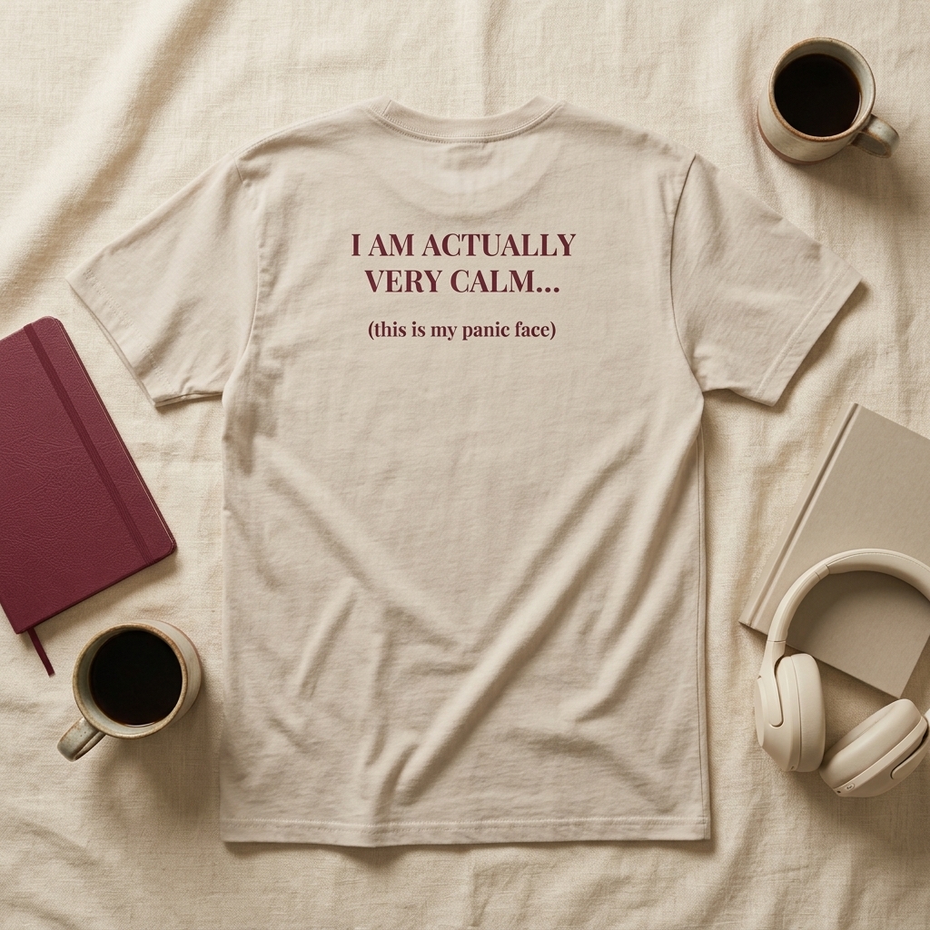 I Am Actually Very Calm T-Shirt – Funny Overthinker Tee - Image 6