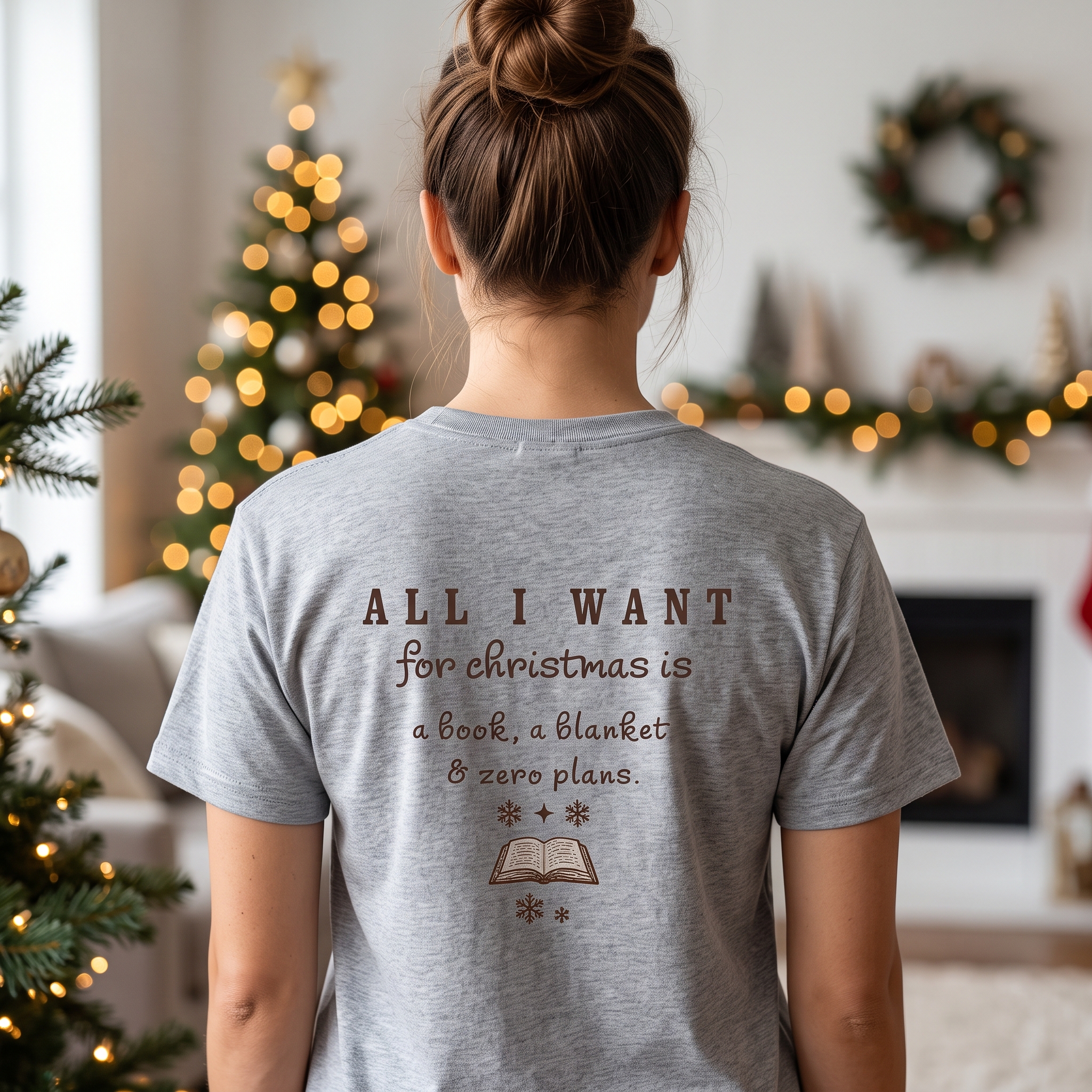 Book Lover Christmas T-Shirt – A Book, a Blanket & Zero Plans - Image 3