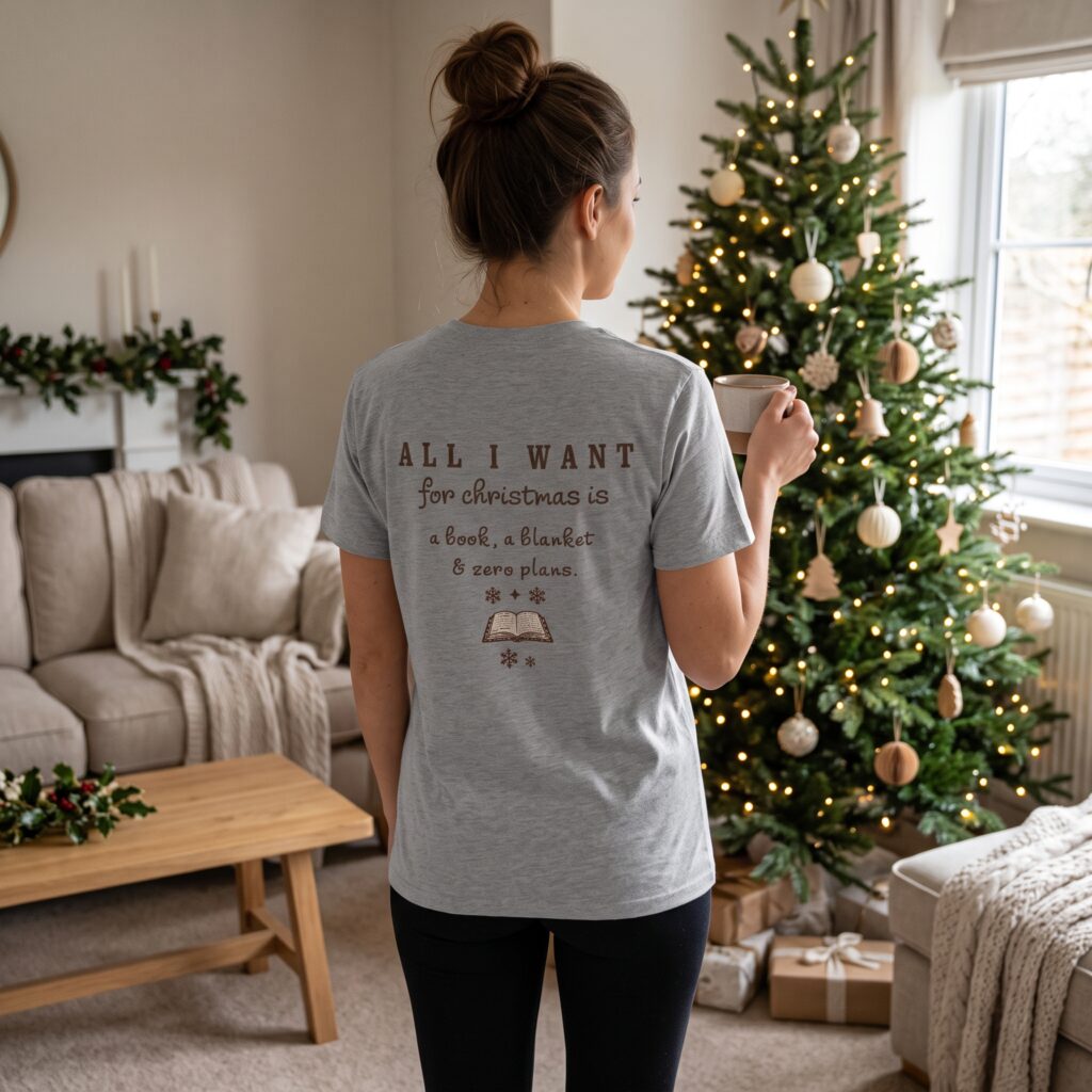 Book Lover Christmas T-Shirt – A Book, a Blanket & Zero Plans