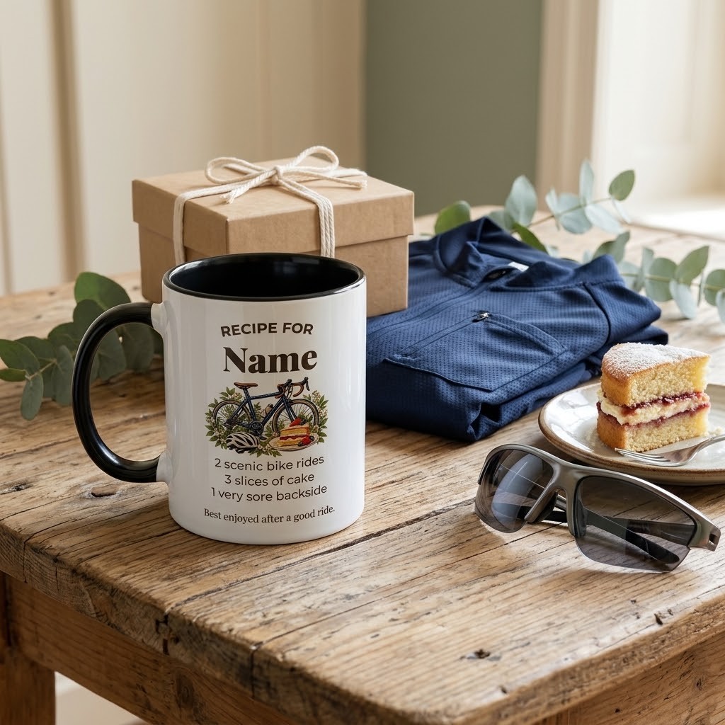 Personalised Cycling & Cake Mug | Recipe For Cycling Lovers